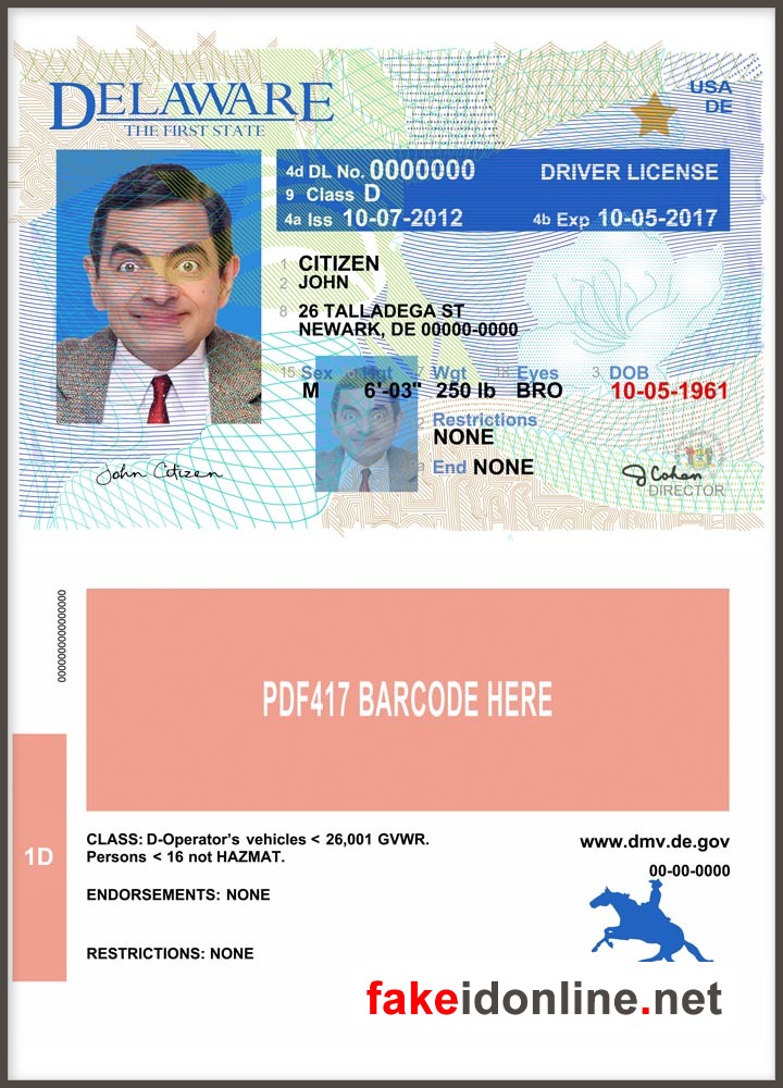 Delaware Driver License New 1200dpi